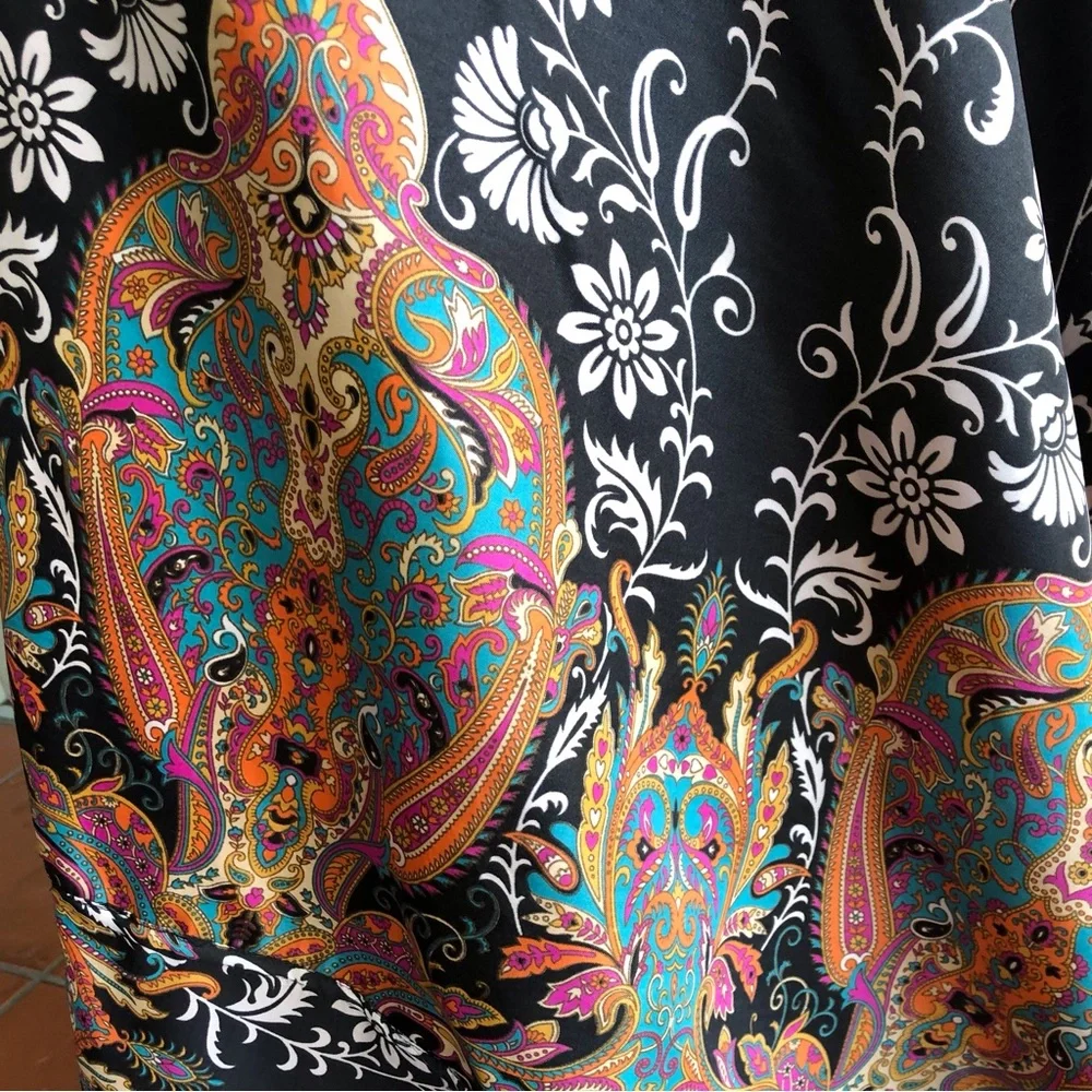 No label Indian Poly Reversible Long Wrap Skirt. Free Size - Picture 6 of 8